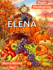 elena 's name is on a thanksgiving card