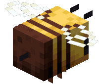 a minecraft bee with brown and yellow stripes on it 's body