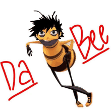 a picture of a bee with the word da bee written on it