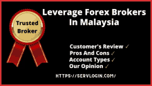 a poster for leverage forex brokers in malaysia with a red ribbon