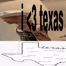 a man in a cowboy hat takes a picture of himself next to a map of texas