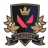 a logo for the academy with a crown and leaves