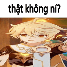 a cartoon of a boy with a sword and the words that khong ni