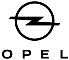 a logo for opel with a lightning bolt in a circle