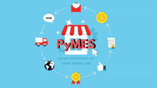 an illustration of a store with pymes written in red