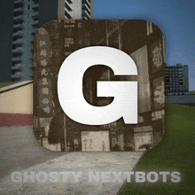 an app icon for ghosty nextbots with a large g in the center