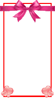 a red border with a pink bow and hearts