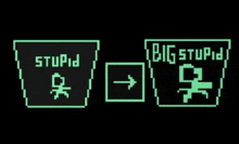 a computer screen says stupid and big stupid