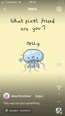 a screenshot of a pixel art jellyfish on a cell phone