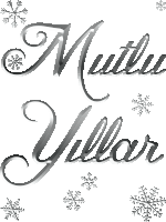 a greeting card that says mutlu yillar with snowflakes