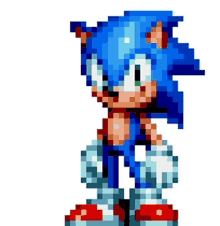 a pixel art of sonic the hedgehog with blue hair