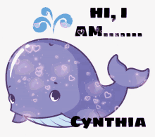 a picture of a whale with the name cynthia on it