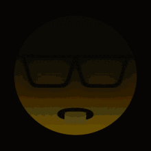 a yellow smiley face with glasses and a red light