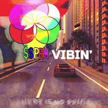 a car is driving down a street with the words $sprm vibin