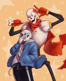 a drawing of sans and papyrus by dark haze cat mfaa