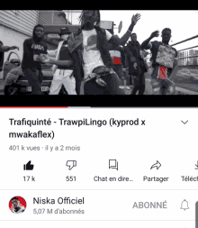 a screenshot of a youtube video with the name niska official on the bottom