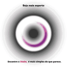 a white circle with a purple swirl in the middle and the words seja mais esperto below it