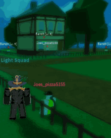 a screenshot of a video game with joes_pizza5155 standing in front of a house