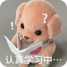 a teddy bear is reading a book and has a question mark on its head