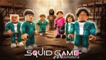 a poster for the squid game shows a group of characters