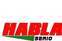 a red and green logo that says habla serio on it