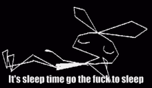 a drawing of a mosquito with the words " it 's sleep time go the fuck to sleep "