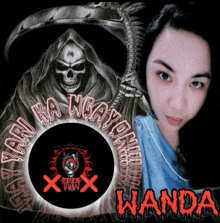 a picture of a girl with a grim reaper and the name wanda