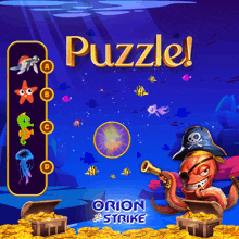 a puzzle game called orion strike with an octopus