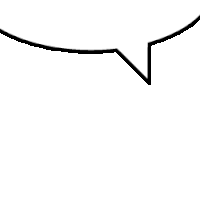 a black and white drawing of a speech bubble with a broken line coming out of it .