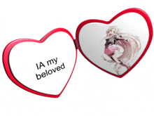 a heart shaped mirror that says ia my beloved on it