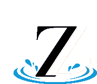 a black letter z is surrounded by blue waves