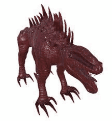 a 3d model of a red dinosaur with two heads and claws .