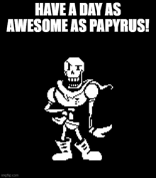 papyrus from undertale is dancing in a pixel art .