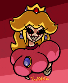 a cartoon of princess peach with a crown on her head and the phrase " the pelleton " on the bottom