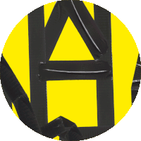 a black and yellow circle with a few lines in it