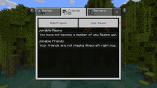 a screenshot of a minecraft game showing the options for joining realms