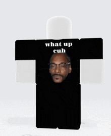 a black shirt with a picture of snoop dogg and the words what up cuh