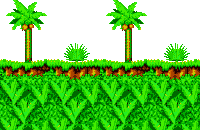 a pixel art of a jungle with palm trees and green plants