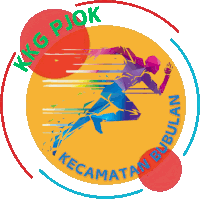 a logo for kkg pjok kecamatan bubulan with a colorful running man