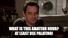 a man is asking what is this amateur hour at least use palatino .