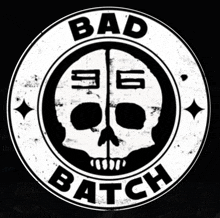 a black and white logo for bad batch