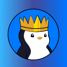 a penguin with a crown on its head