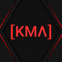 a black background with red lines and the words [ kma ]