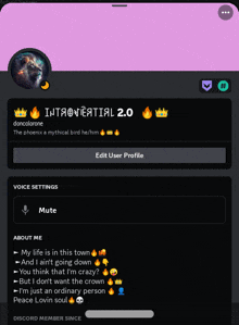 a screenshot of a person 's profile on a discord