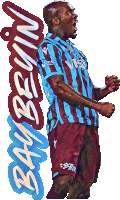 a painting of a soccer player with the name bay benin written on the bottom