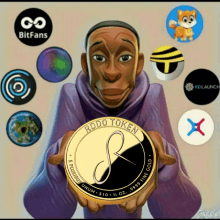 a man is holding a gold rodo token in his hands