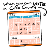 when you can vote in cobb county is written on the bottom of a calendar