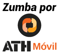 a sign that says zumba por ath movil in orange letters