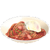 a bowl of spaghetti with a fried egg on top of it .