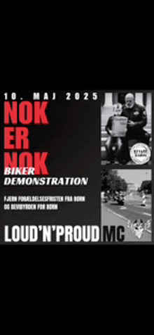 a poster for the loud 'n proud mc biker demonstration